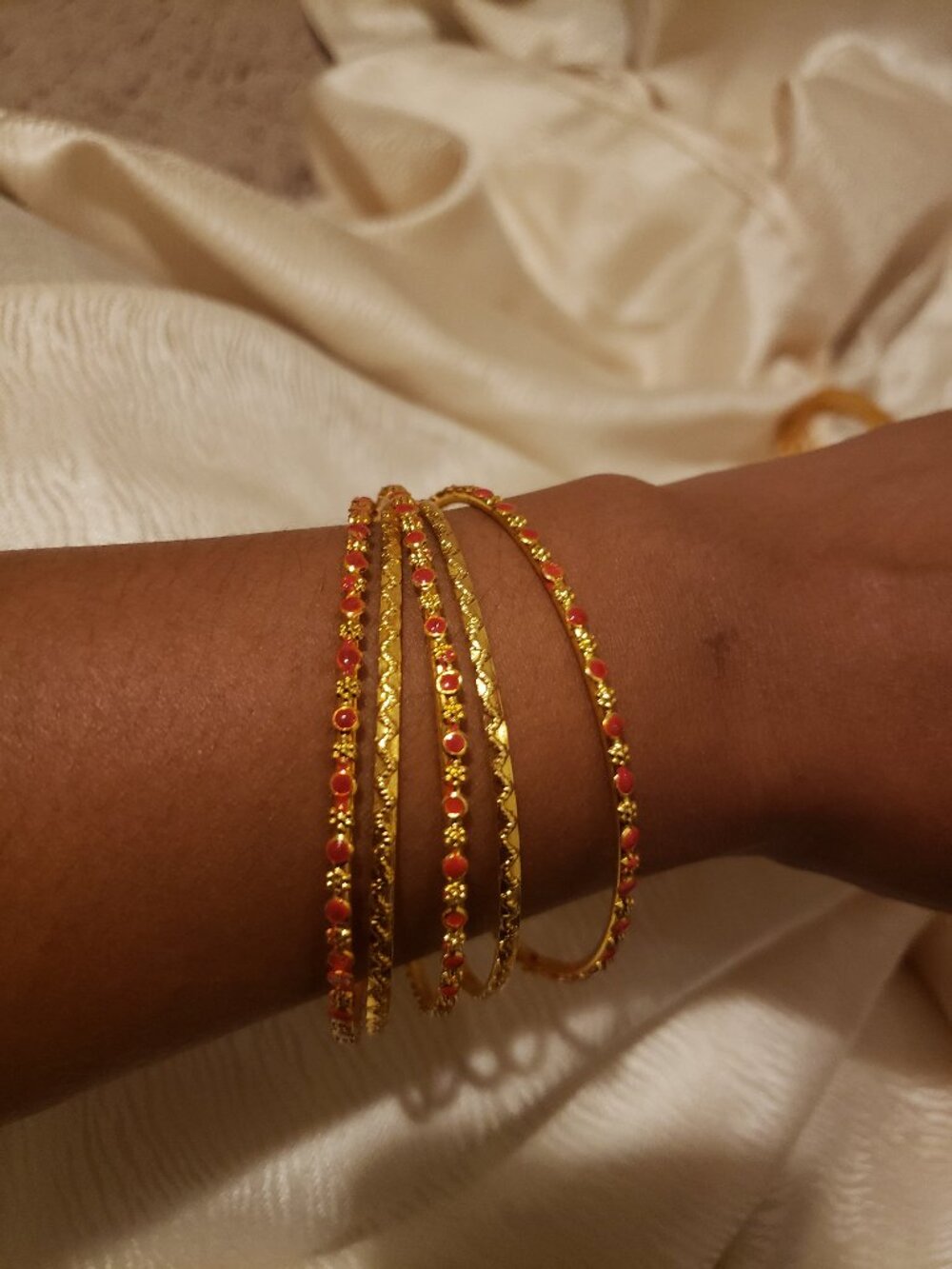 Authentic Stone Gold-Toned Bangles
